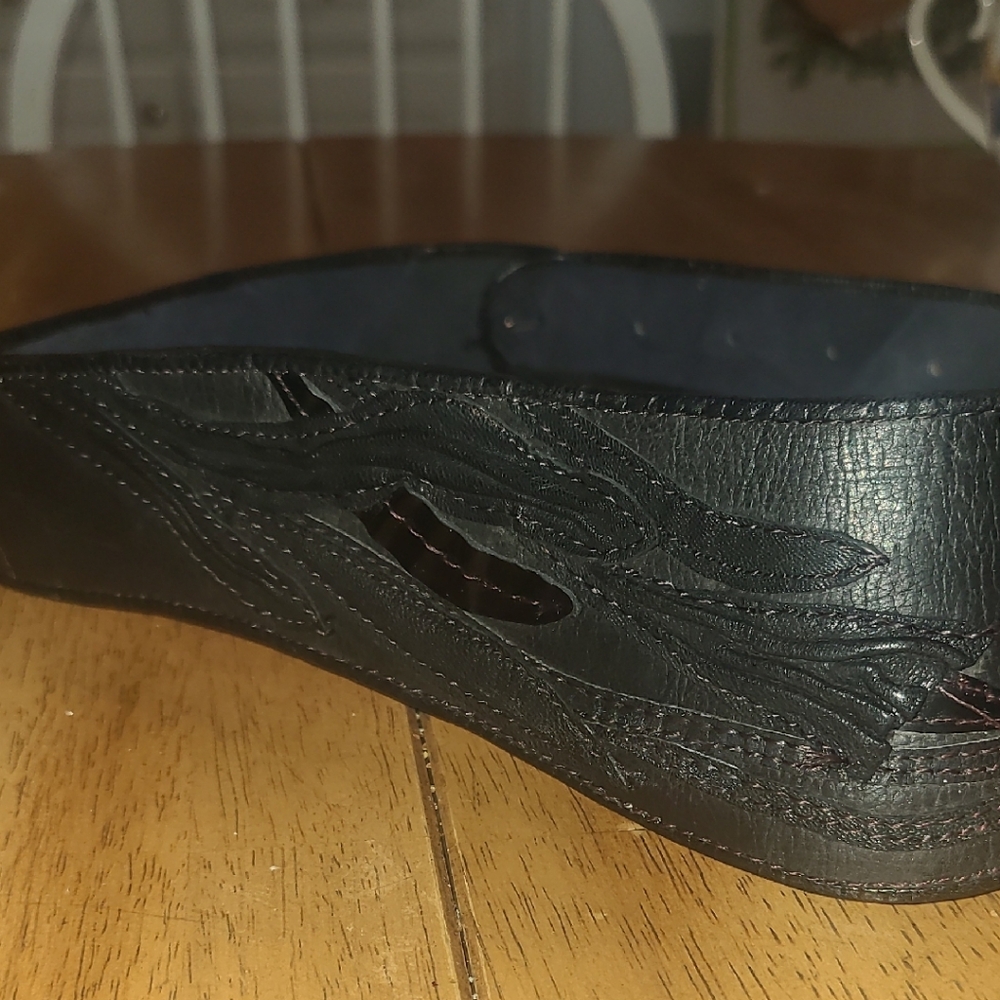 Stylish Handmade Black Leather Belt with Intricate Design for a Women.